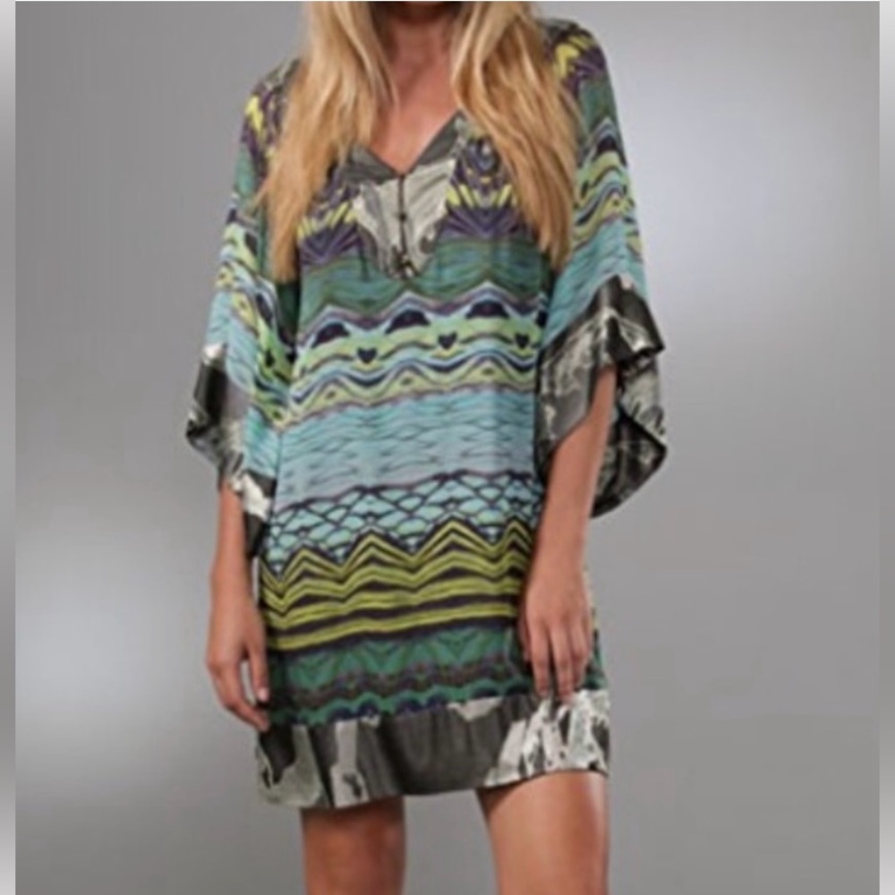 Diane Von Furstenberg silk tabala mixed print tunic dress size 4